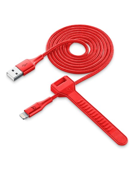 Cablu încărcare și sincronizare Cellularline Satellite MFI, USB Type-A/Lightning, 1m, Roșu