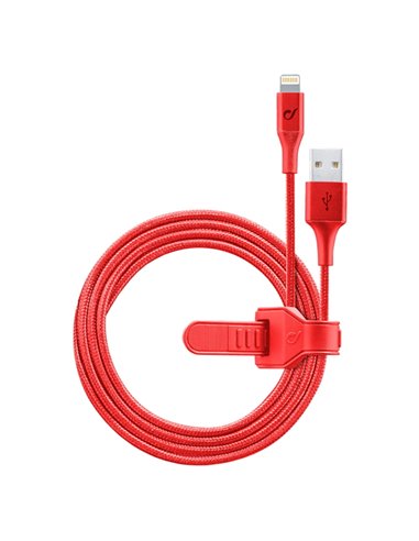 Cablu încărcare și sincronizare Cellularline Satellite MFI, USB Type-A/Lightning, 1m, Roșu