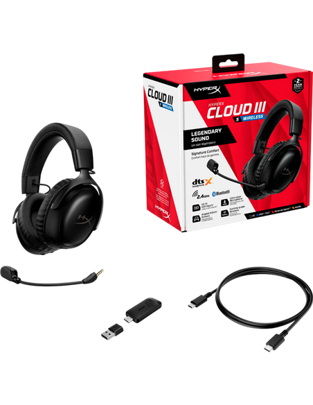 Игровая Гарнитура HyperX Cloud III S, Беспроводной, Чёрный