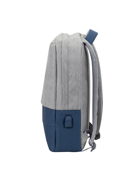 Rucsac pentru Laptop RivaCase Prater, 15.6", Poliester, Gri/Albastru