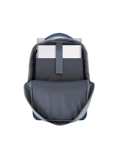 Rucsac pentru Laptop RivaCase Prater, 15.6", Poliester, Gri/Albastru