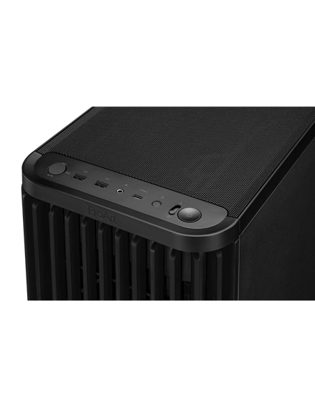 Компьютерный корпус ASUS ProArt PA401 Wood TG, Midi-Tower, Без блока питания, Чёрный