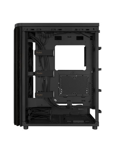 Carcasă PC ASUS ProArt PA401 Wood TG, Midi-Tower, Fără PSU, Negru