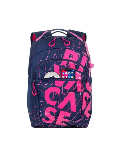 Rucsac zilnic RivaCase Heide, 15.6", Poliester, Albastru închis/Roz