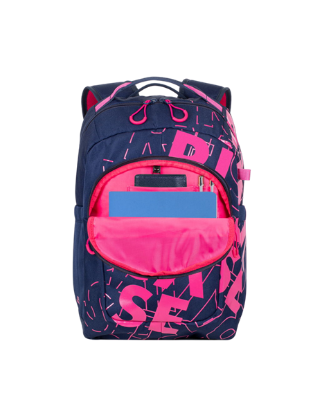 Rucsac zilnic RivaCase Heide, 15.6", Poliester, Albastru închis/Roz