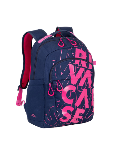 Rucsac zilnic RivaCase Heide, 15.6", Poliester, Albastru închis/Roz