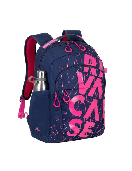 Rucsac zilnic RivaCase Heide, 15.6", Poliester, Albastru închis/Roz