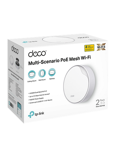 Whole-Home Mesh Dual Band Wi-Fi 6 System TP-LINK, "Deco X50-PoE(2-pack)", 3000Mbps, MU-MIMO, 2.5Gbps