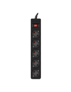 Сетевой фильтр SVEN SF-05E, 5 Розеток, 5м, Чёрный