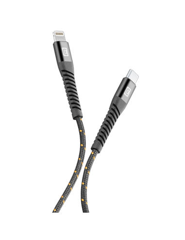 Кабель для зарядки и передачи данных Cellularline Strong Cable, Lightning/USB Type-C, 2м, Чёрный