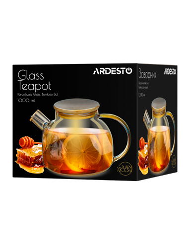 Ceainic cu infuzor Ardesto AR3010GBG, 1L, Transparent | Auriu