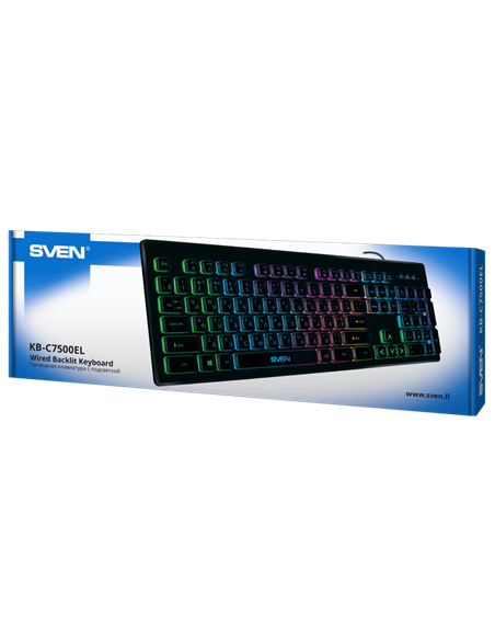 Tastatură SVEN KB-C7500EL, Cu fir, Negru