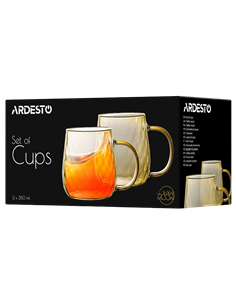 Set de pahare Ardesto 350 ml, 2 bucs, Aur 2