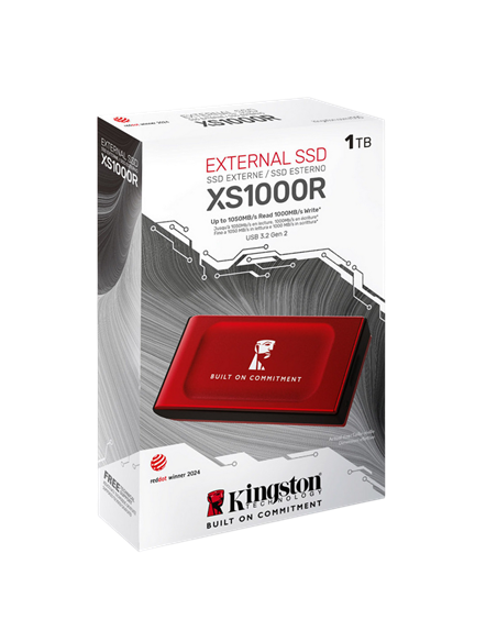 SSD portabil extern Kingston XS1000 BoC, 1 TB, Roșu (SXS1000R/1000GA)