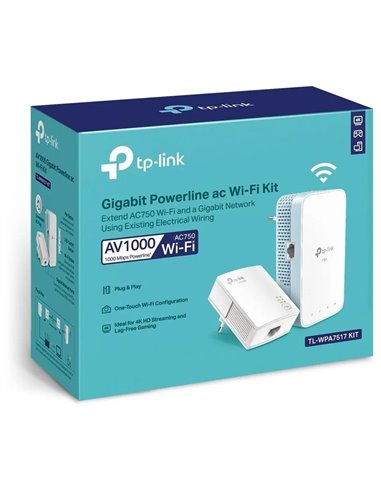 Адаптер Powerline TP-LINK TL-WPA7517 KIT, AV1000, 1000 Мбит/с, Белый