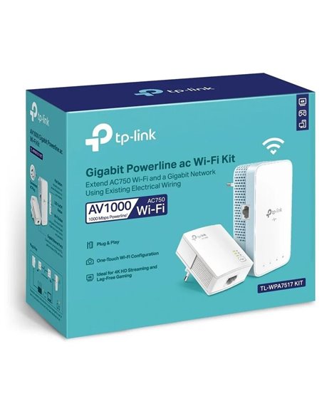 Адаптер Powerline TP-LINK TL-WPA7517 KIT, AV1000, 1000 Мбит/с, Белый