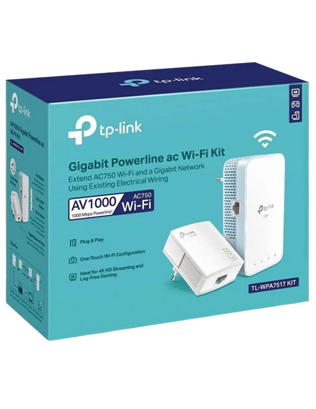 Адаптер Powerline TP-LINK TL-WPA7517 KIT, AV1000, 1000 Мбит/с, Белый