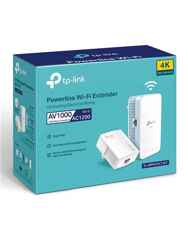 Powerline Adapter  TP-LINK TL-WPA7517 KIT, AV1000, 1000 Mbps, Alb