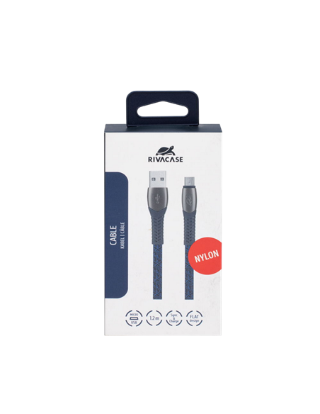 Кабель для зарядки и синхронизации Rivacase PS6102 BL12, USB Type-A/USB Type-C, 1,2м, Синий