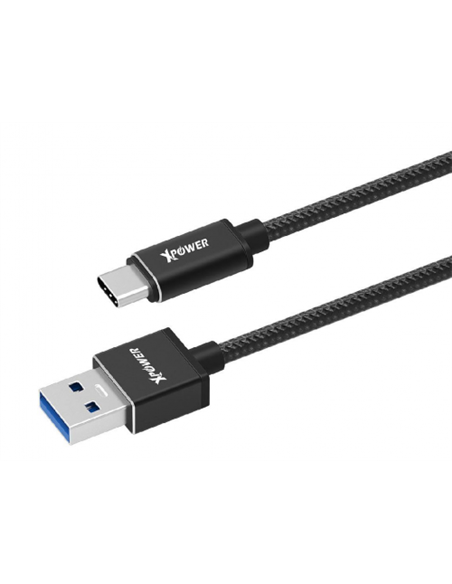 Cablu încărcare și sincronizare Xpower Type-C cable Nylon, USB Type-A/USB Type-C, 1m, Negru