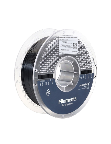 Filament pentru imprimantă 3D Gembird 3DP-PETG1.75HY-01-BK, PETG, Negru , 1.75 mm, 1kg