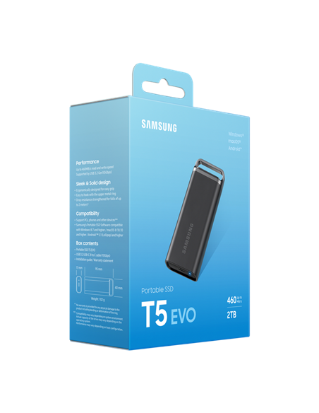 SSD portabil extern Samsung T5 EVO, 2 TB, Negru (MU-PH2T0S/EU)