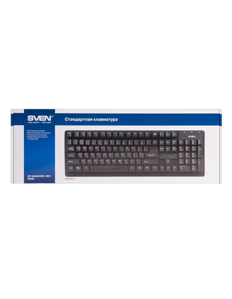 Tastatură SVEN Standard 301, Cu fir, Negru