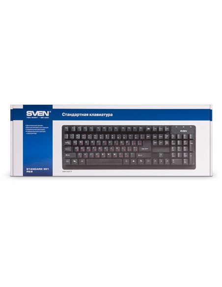 Tastatură SVEN Standard 301, Cu fir, Negru