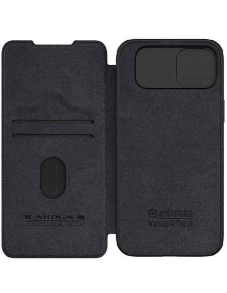 Husă tip carte Nillkin iPhone 15 Plus - Qin Pro, Negru