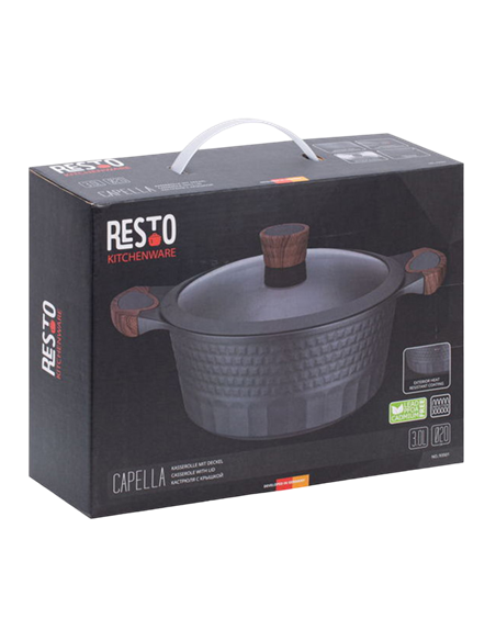 Кастрюля RESTO 93501, 2.6л, 20см, Чёрный
