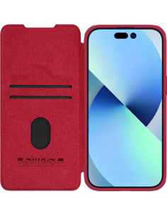 Husă tip carte Nillkin iPhone 15 - Qin Pro, Roșu