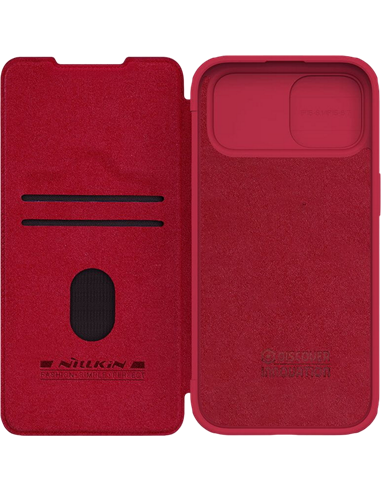 Husă tip carte Nillkin iPhone 15 - Qin Pro, Roșu