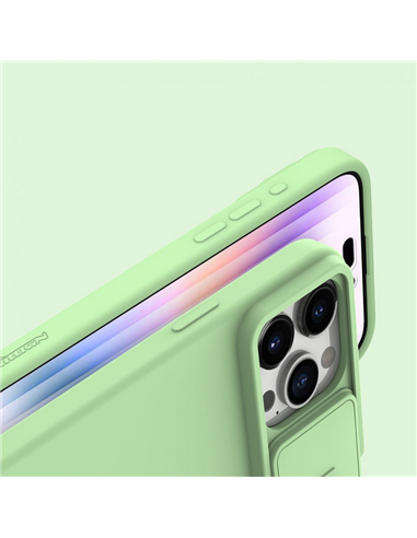 Husă Nillkin iPhone 15 Pro Max, CamShield Silky Silicone, Mint Green