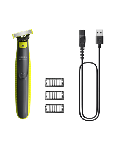 Trimmer pentru bărbați Philips OneBlade QP2724/23, Negru | Verde
