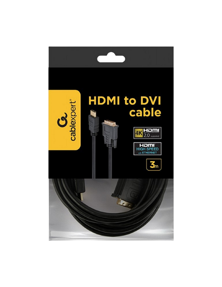 Видео кабель Cablexpert CC-HDMI-DVI-10, HDMI (M) - DVI-I (M), 3м, Чёрный