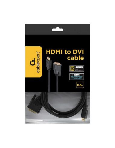 Видеокабель Cablexpert CC-HDMI-DVI-6, HDMI (M) - DVI-D (M), 1,8м, Чёрный