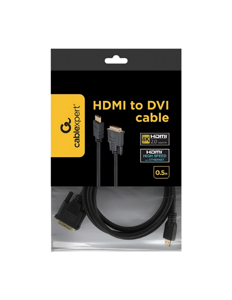 Видеокабель Cablexpert CC-HDMI-DVI-6, HDMI (M) - DVI-D (M), 1,8м, Чёрный