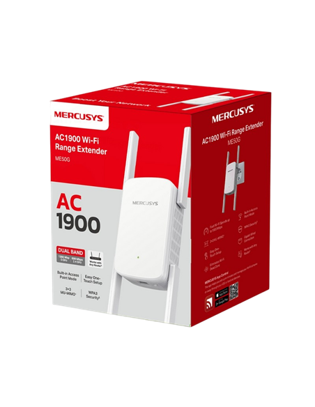 Усилитель Wi‑Fi сигнала MERCUSYS ME50G, 600 Мбит/c, 1300 Мбит/c, Белый