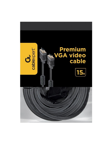 Видео кабель Cablexpert CC-PPVGA-15M-B, VGA D-Sub (M) - VGA D-Sub (M), 15м, Чёрный