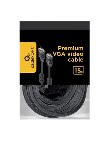 Видео кабель Cablexpert CC-PPVGA-15M-B, VGA D-Sub (M) - VGA D-Sub (M), 15м, Чёрный
