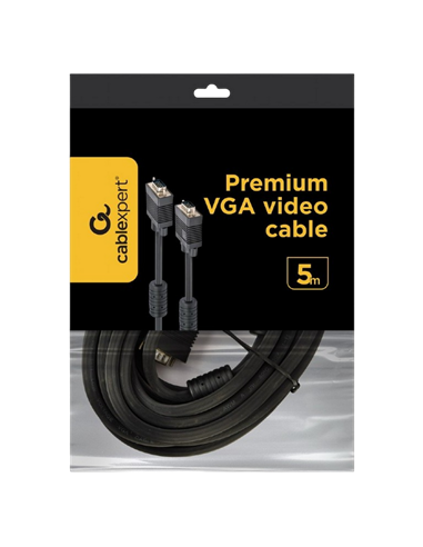 Видео кабель Cablexpert CC-PPVGA-5M-B, VGA D-Sub (M) - VGA D-Sub (M), 5м, Чёрный