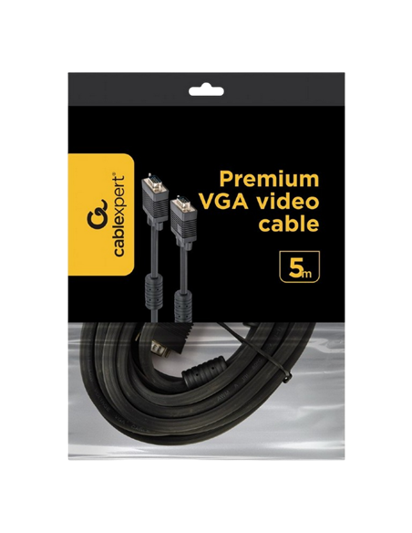 Cablu Video Cablexpert CC-PPVGA-5M-B, VGA D-Sub (M) - VGA D-Sub (M), 5m, Negru