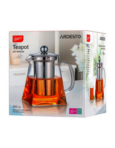 Ceainic cu infuzor Ardesto AR1995GM, 0.95L, Transparent