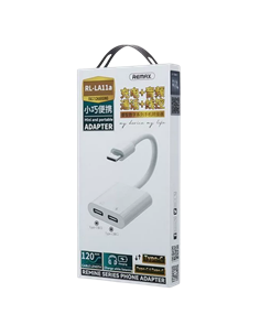 Аудио адаптер Remax RL-LA11a, USB Type-C/USB Type-C, 0,12м, Белый 2