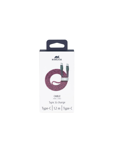 Cablu de încărcare și date Rivacase PS6105, USB Type-C/USB Type-C, 1,2m, Roșu