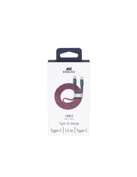 Cablu de încărcare și date Rivacase PS6105, USB Type-C/USB Type-C, 1,2m, Roșu