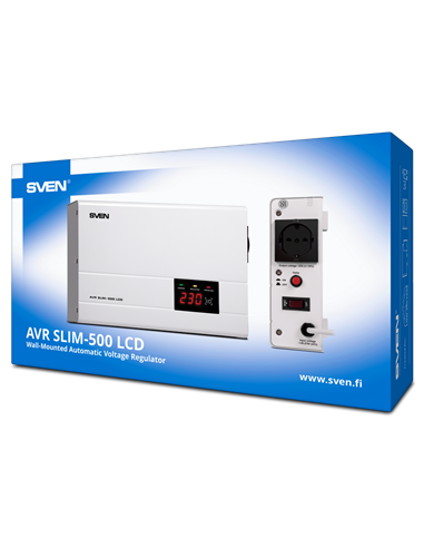 Стабилизатор напряжения SVEN SLIM AVR-500 LCD, 500VA