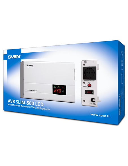 Stabilizator de Tensiune SVEN SLIM AVR-500 LCD, 500VA