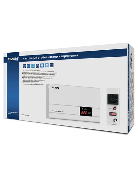 Стабилизатор напряжения SVEN SLIM AVR-500 LCD, 500VA