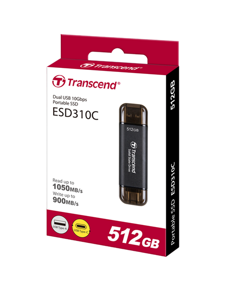 SSD portabil extern Transcend ESD310C, 512 GB, Negru (TS512GESD310C)